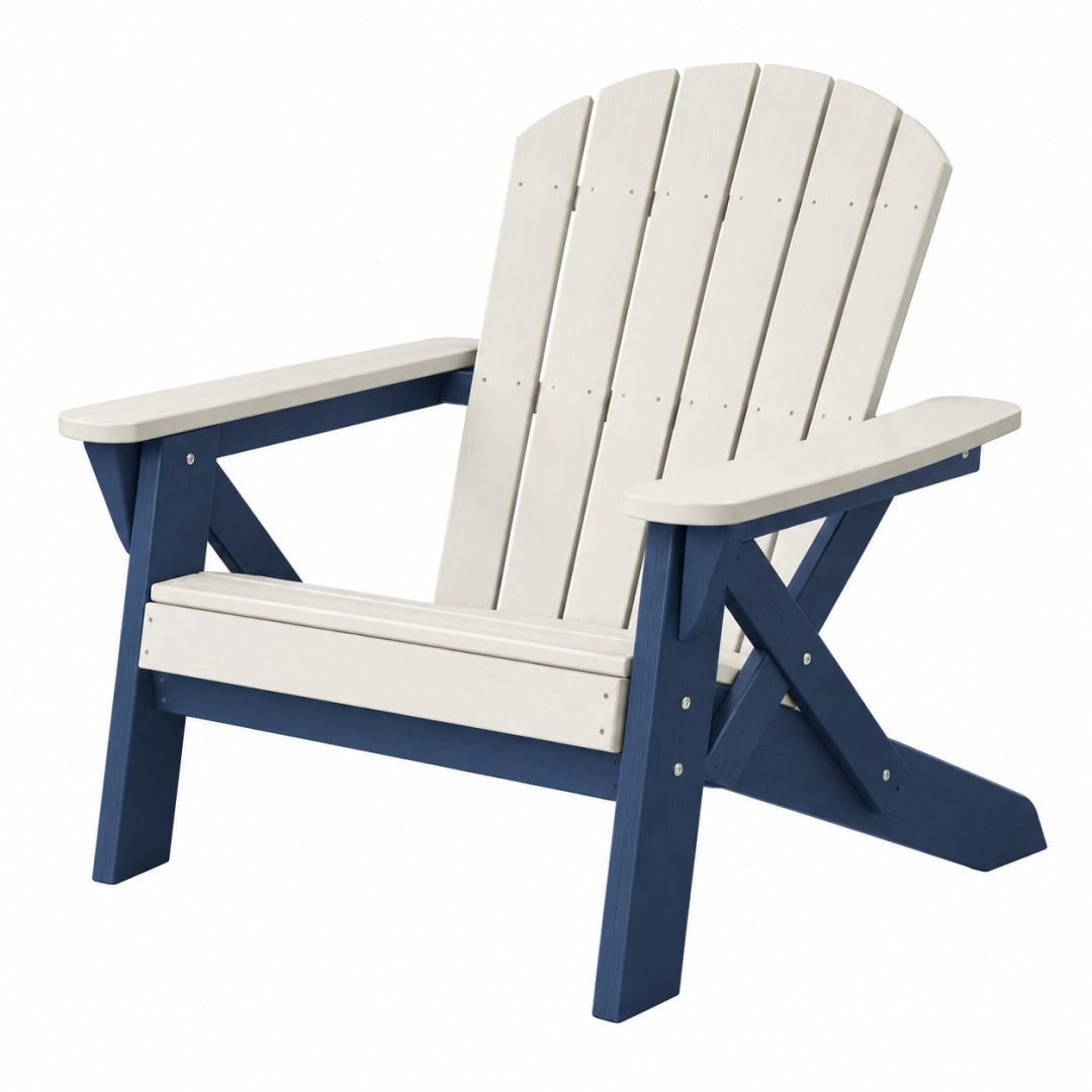 Krzesło ogrodowe Adirondack 78 x 85 x 95 cm z malowanego drewna biało-granatowe