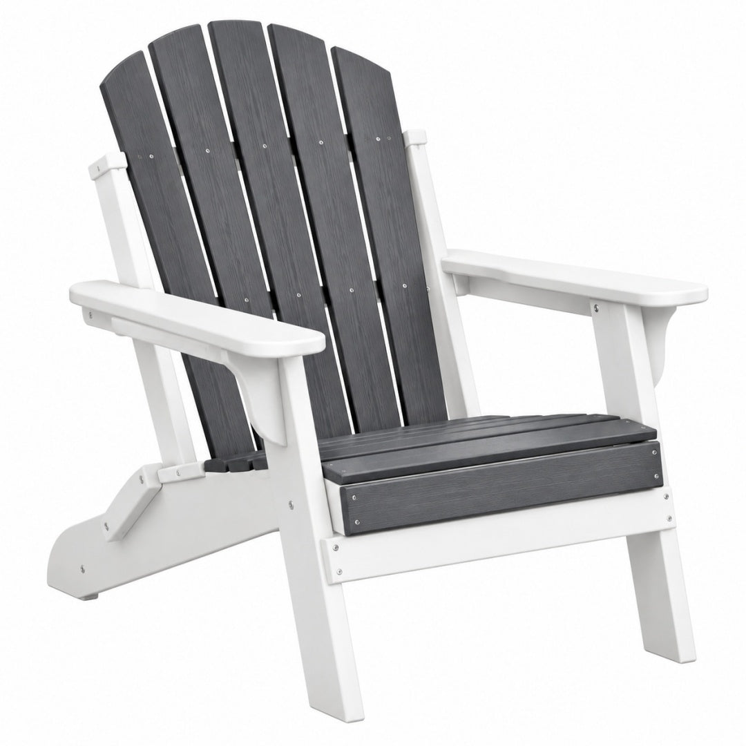 Fotel ogrodowy Adirondack 80 x 85 x 98 cm z tworzywa sztucznego biało-antracytowy