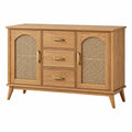 Komoda 120 x 40 x 80 cm z drewna i rattanu naturalna do salonu w stylu retro