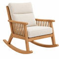 Fotel bujany 68 x 90 x 98 cm z drewna naturalny beżowy tapicerowany